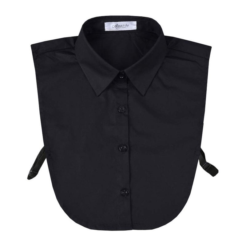 Joyci Men's Business Fake Collar Pure Cotton Dickey Collar Solid Color (Black)